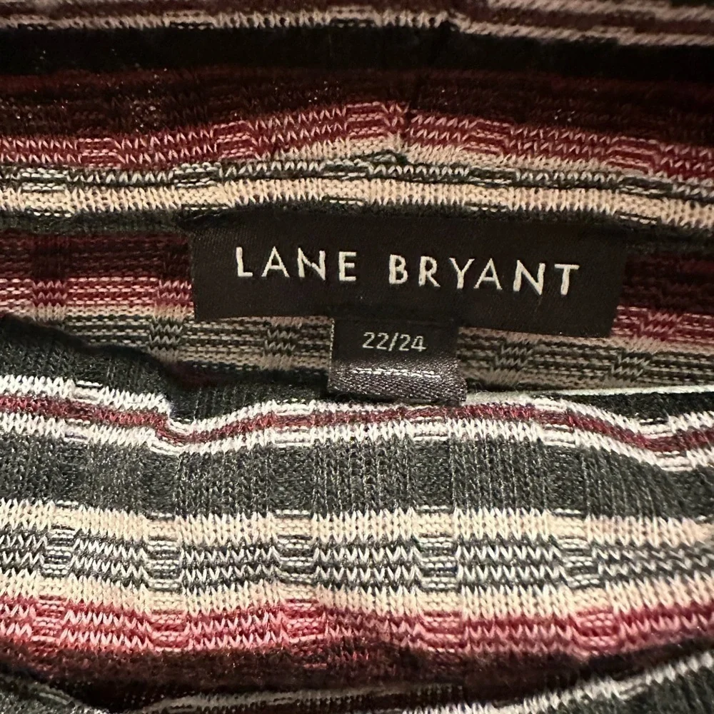 Lane Bryant Jersey Knit Tunic Top Womens 22/24 Striped Cowl Neck Long Sleeve
